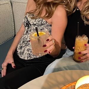 Tic Toc S Black and White Butterfly Corset w/ Ribbon Ties